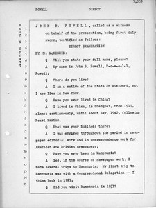 John B Powell S Testimony As Witness At The Tokyo War Crimes Trial Of