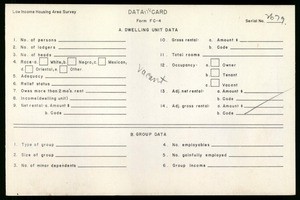WPA Low income housing area survey data card 138, serial 2679, vacant