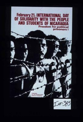 February 21: International day of solidarity with the people and students of Nicaragua. Freedom for political prisoners!
