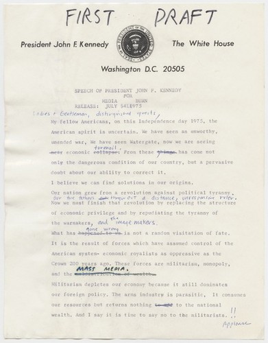 First Draft, Speech of President John F. Kennedy (Media Burn folder)