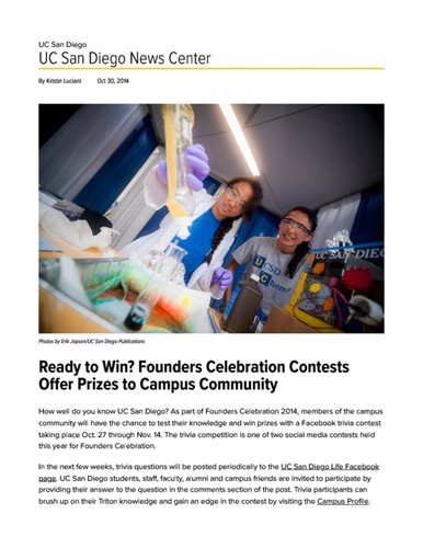 Ready to Win? Founders Celebration Contests Offer Prizes to Campus Community