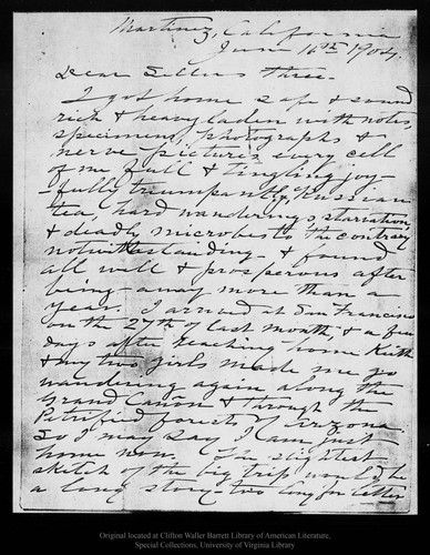 Letter from John Muir to [A. H., Fay and Frank ?] Sellers, 1904 Jun 16