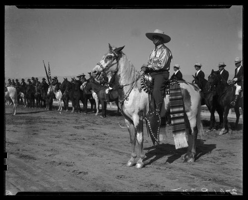 Equestrians at the Palm Springs Field Club during the Desert Circus Rodeo, Palm Springs, 1938