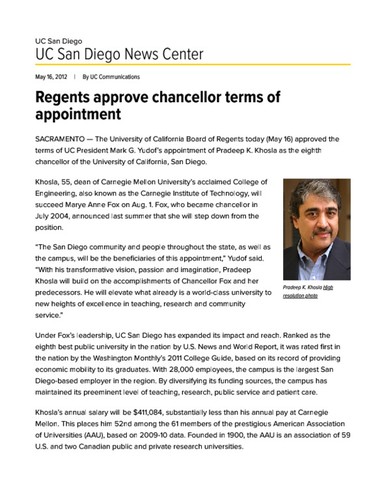 Regents approve chancellor terms of appointment