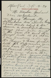 A.J. Seamans, letter, 1939-09-15, to Hamlin Garland