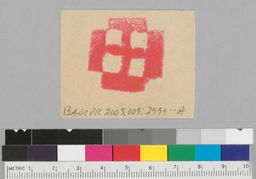 Recto (a): [stamped card?: description: cross alike]: Verso (b) : Ja : 2 pieces