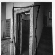 Interior view of the elevator in the Merrium Apartments before demolition