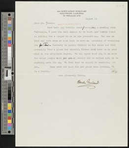 Hamlin Garland, letter, 1929-08-18, to A. Gaylord Beaman