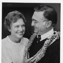 Hugh A. Evans (left) Sacramento County Superior Court judge and Evans' wife Joyce. Evans' was appointed as judge by Governor Ronald Reagan