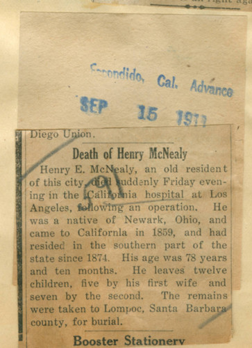 Death of Henry McNealy
