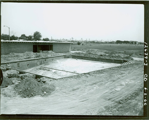 View of construction of Mona Park pool and pool house