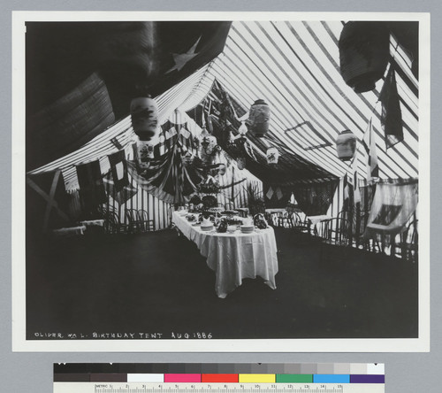 Birthday tent, William Letts Oliver house, 1110 12th Street, Oakland. [photographic print]