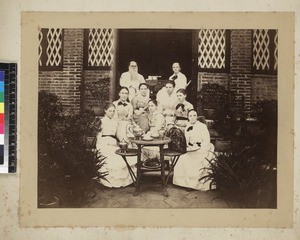 A group of missionaries taking tea, Xiamen, China ca. 1890