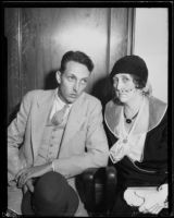 Kenneth Shumway and Nina Shumway, husband and mother-in-law of embezzlement suspect Marie Shumway, 1932