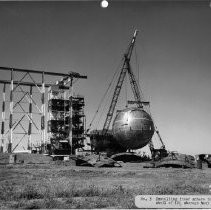 Alpha test stand. No. 3. Installing inner sphere into outer shell of LH2 storage tanks for T.S. 2
