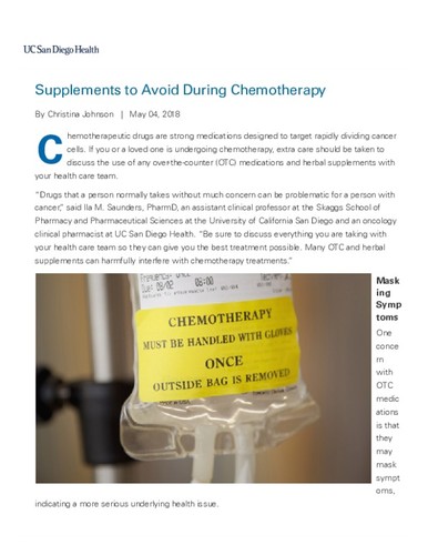 Supplements to Avoid During Chemotherapy