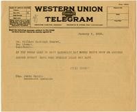 Telegram from Julia Morgan to William Randolph Hearst, January 9, 1925