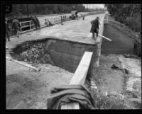 Section of road washed out by rainstorm, [Los Angeles County?], 1926