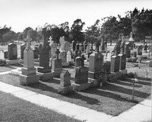 Many headstones within the cemetery