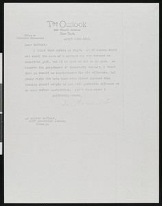 Theodore Roosevelt, letter, 1913-04-28, to Hamlin Garland