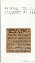 Federal Telegraph Bought by I.T.&T