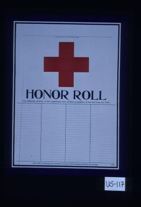 Honor roll. The following members of this organization have enrolled as members of the Red Cross for 1919. When 100% of our people have subscribed, we receive a Red Cross special window service flag