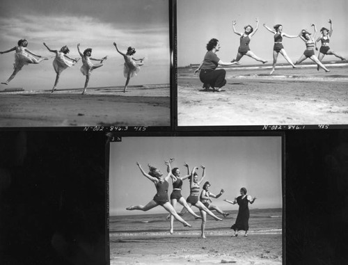 Women dancers leaping, views 1-3
