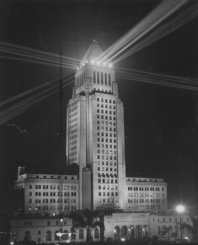 Beacons lighted atop City Hall