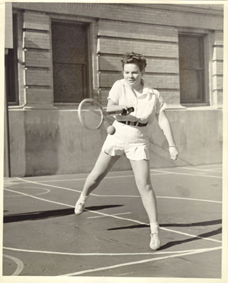 [Tennis player, June Knudsen at Girls High School]