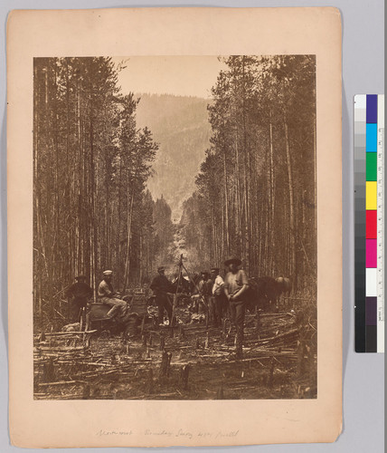 [Cutting the boundary line along the right bank of the Moyie River.]