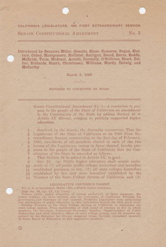 Senate Constitutional Amendment No. 3, March 9, 1960
