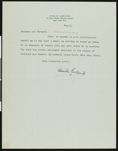 Hamlin Garland, letter