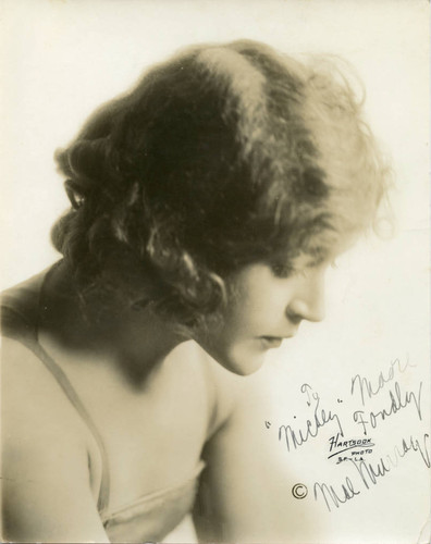 Headshot of Mae Murray with dedication to Micky Moore