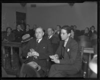 Dr. William Freile and Ross Alexander in court, Los Angeles, 1935