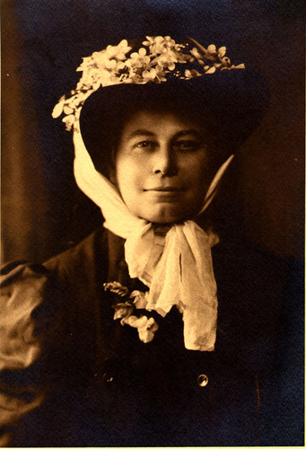 Portrait of Alice Eastwood in floral hat