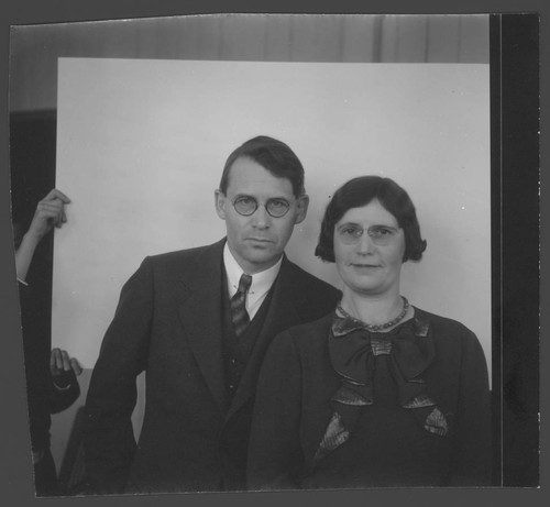 Passport photograph of Paul and Mrs. Merrill