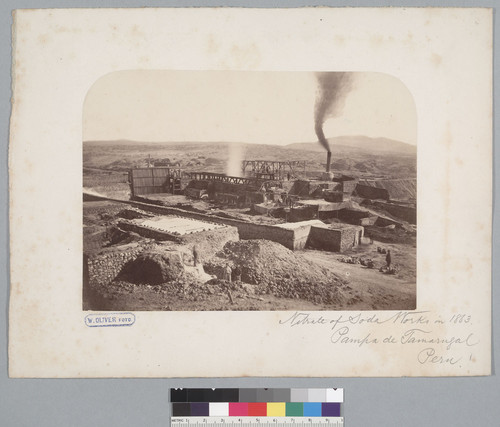 "Nitrate of Soda works in 1863, Pampa de Tamarugal, Peru." [photographic print]
