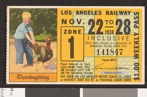 Los Angeles Railway weekly pass, 1936-11-22