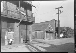 Exterior view of a small house on the east end of Marchessault Street, Chinatown, November 1933