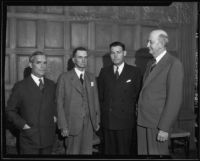 P. G. Winnett, John F. Craig, Hubert M. Walker, and James H. Burke attend a State Chamber of Commerce meeting, Los Angeles, 1934