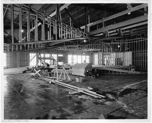Interior of construction site of Pacific Ocean Park in February, 1958