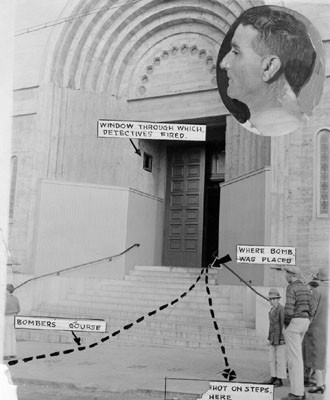 [Photo showing course of events in bombing of Saints Peter and Paul's Church]