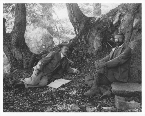 George Ellery Hale and Ferdinand Ellerman, seated in the woods on Mount Wilson