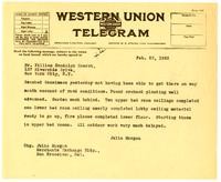 Telegram from Julia Morgan to William Randolph Hearst, February 23, 1922
