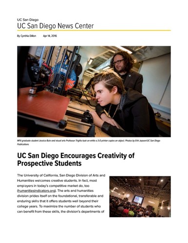 UC San Diego Encourages Creativity of Prospective Students