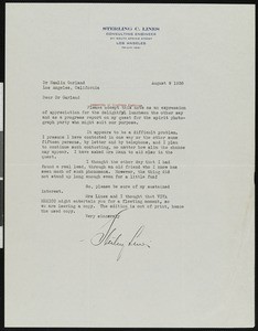Sterling C. Lines, letter, 1938-08-09, to Hamlin Garland
