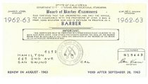 Robert R. Hamilton Barber License