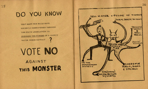Campaign against a water measure for District 29A, Topanga Canyon, circa 1956