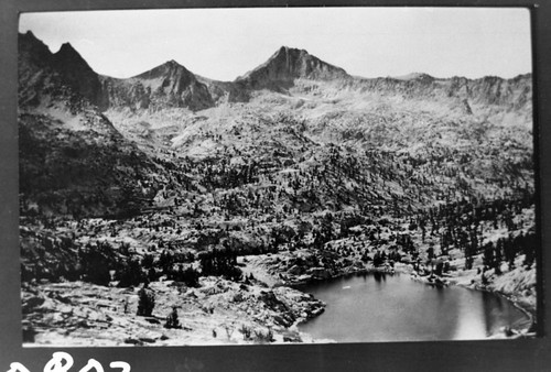 Misc. Mountains, Six Lakes Basin, Subalpine Forest Plant Community. Whitebark Pines and Mount Clarence King
