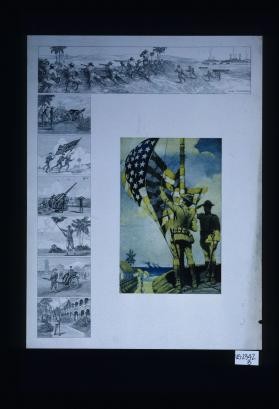 Poster depicting Marines raising US flag